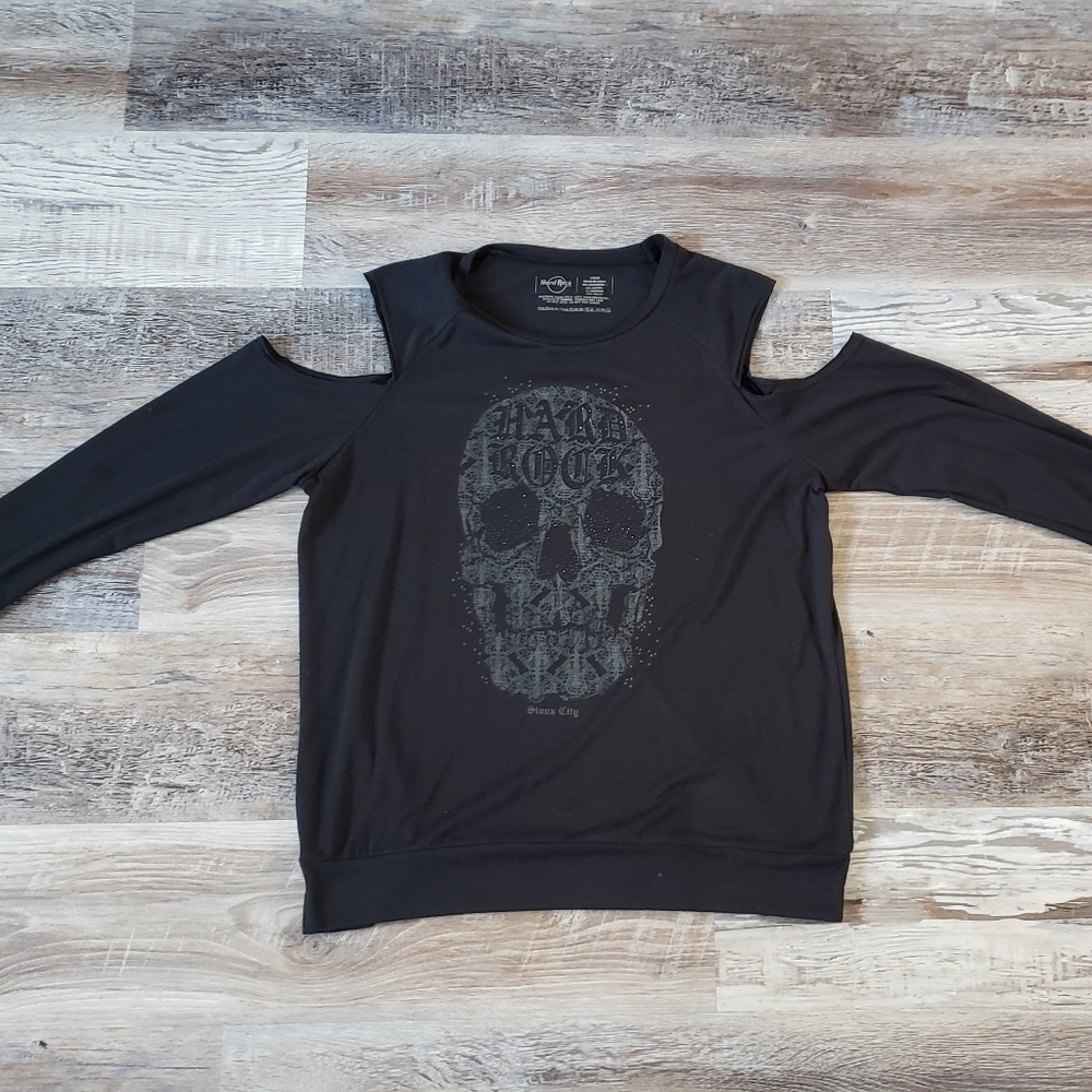HARD ROCK ladies L cold shoulder tee